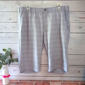 Adidas‎ Men's Grey Pink Navy Flat Front Golf Shorts Athletic Dri Fit 34x32
